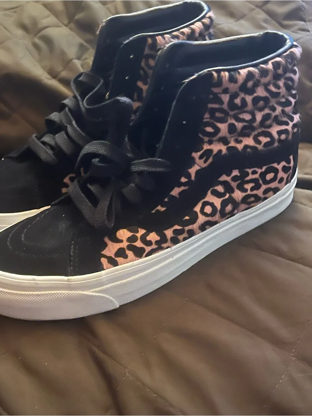 Vans Women's High-Top Leopard Print Sneakers - Black & Pink